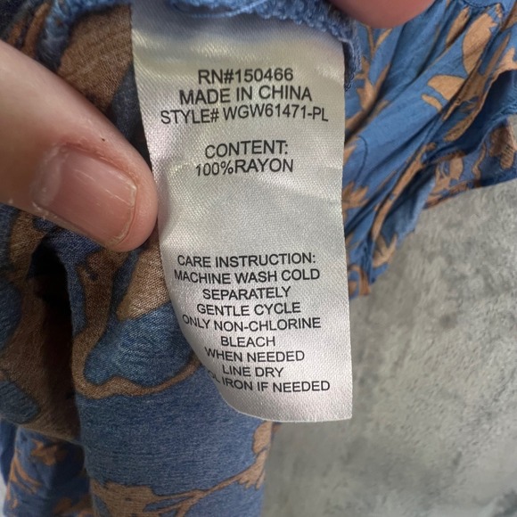 Market & Spruce Blue Brown Floral Flutter Sleeve 2X Boho Cottagecore Peasant - Picture 8 of 9